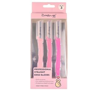 The Creme Shop Professional Straight Edge Razors - Pink - 3 Pack NEW IN BOX